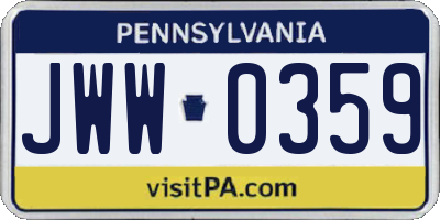 PA license plate JWW0359