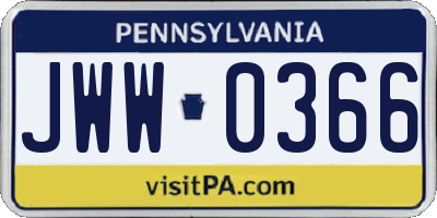 PA license plate JWW0366