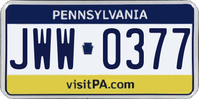 PA license plate JWW0377