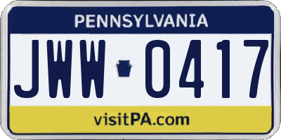 PA license plate JWW0417