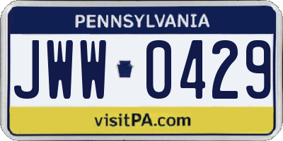 PA license plate JWW0429