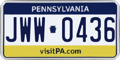 PA license plate JWW0436