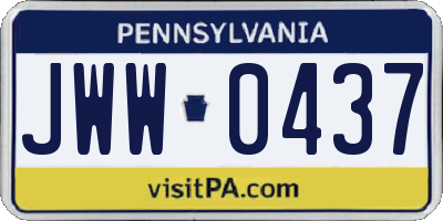 PA license plate JWW0437