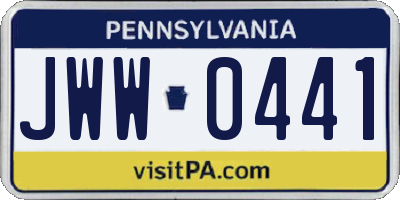 PA license plate JWW0441
