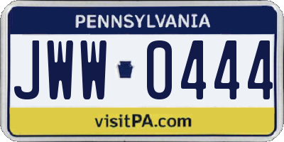 PA license plate JWW0444