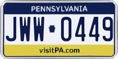 PA license plate JWW0449