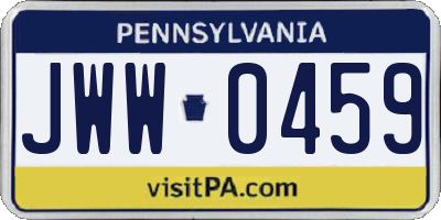 PA license plate JWW0459