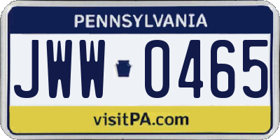 PA license plate JWW0465