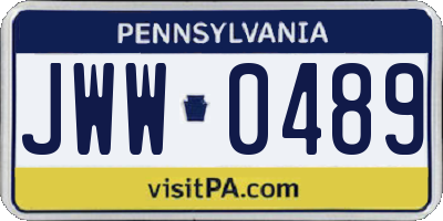 PA license plate JWW0489