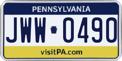 PA license plate JWW0490