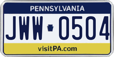 PA license plate JWW0504