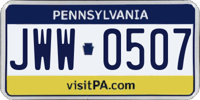 PA license plate JWW0507