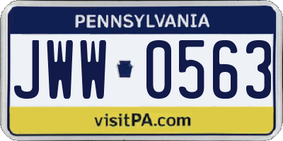 PA license plate JWW0563