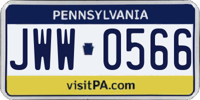 PA license plate JWW0566