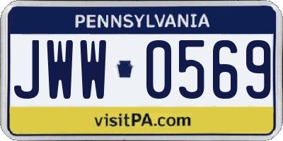 PA license plate JWW0569