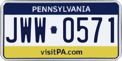 PA license plate JWW0571