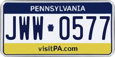 PA license plate JWW0577