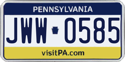 PA license plate JWW0585