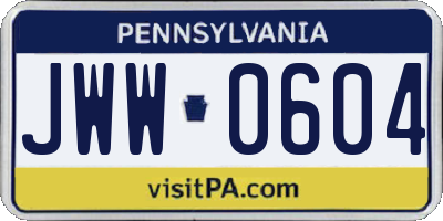 PA license plate JWW0604