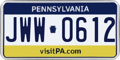 PA license plate JWW0612