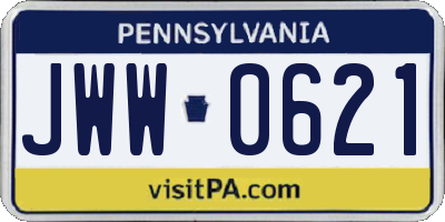PA license plate JWW0621