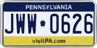 PA license plate JWW0626