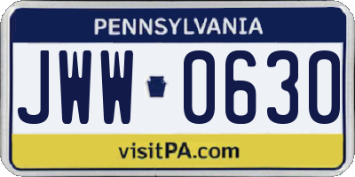 PA license plate JWW0630