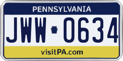 PA license plate JWW0634