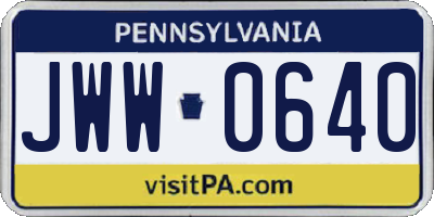 PA license plate JWW0640