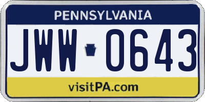PA license plate JWW0643