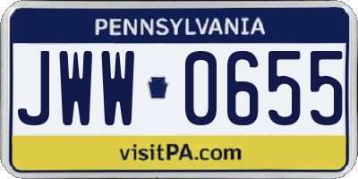 PA license plate JWW0655