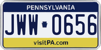 PA license plate JWW0656