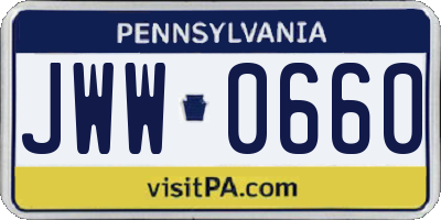 PA license plate JWW0660