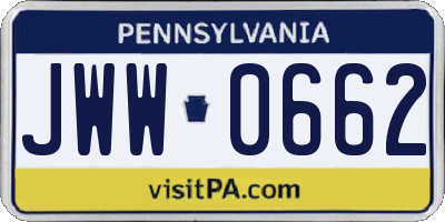 PA license plate JWW0662
