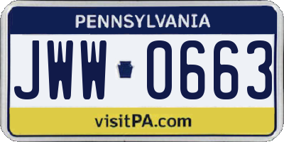 PA license plate JWW0663