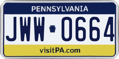 PA license plate JWW0664