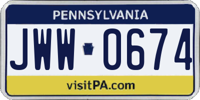 PA license plate JWW0674