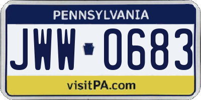PA license plate JWW0683