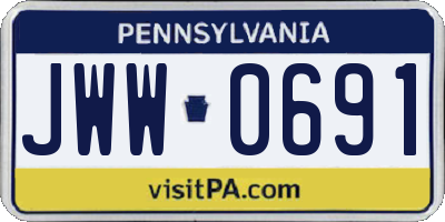 PA license plate JWW0691