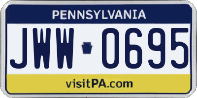 PA license plate JWW0695