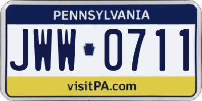PA license plate JWW0711