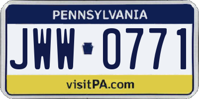 PA license plate JWW0771
