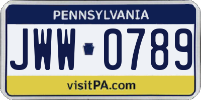 PA license plate JWW0789