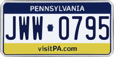 PA license plate JWW0795