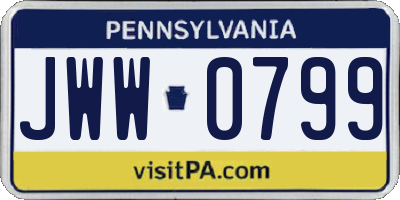 PA license plate JWW0799