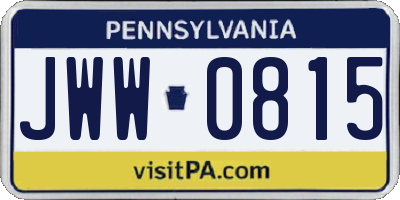 PA license plate JWW0815