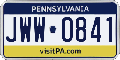 PA license plate JWW0841