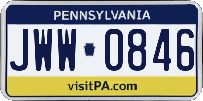 PA license plate JWW0846