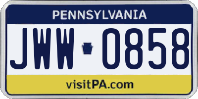 PA license plate JWW0858