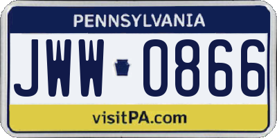 PA license plate JWW0866